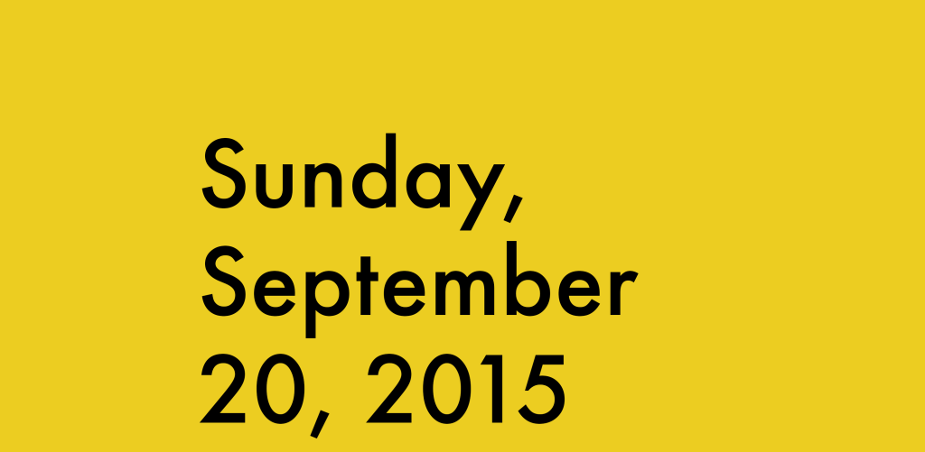 Sunday, September 20, 2015
