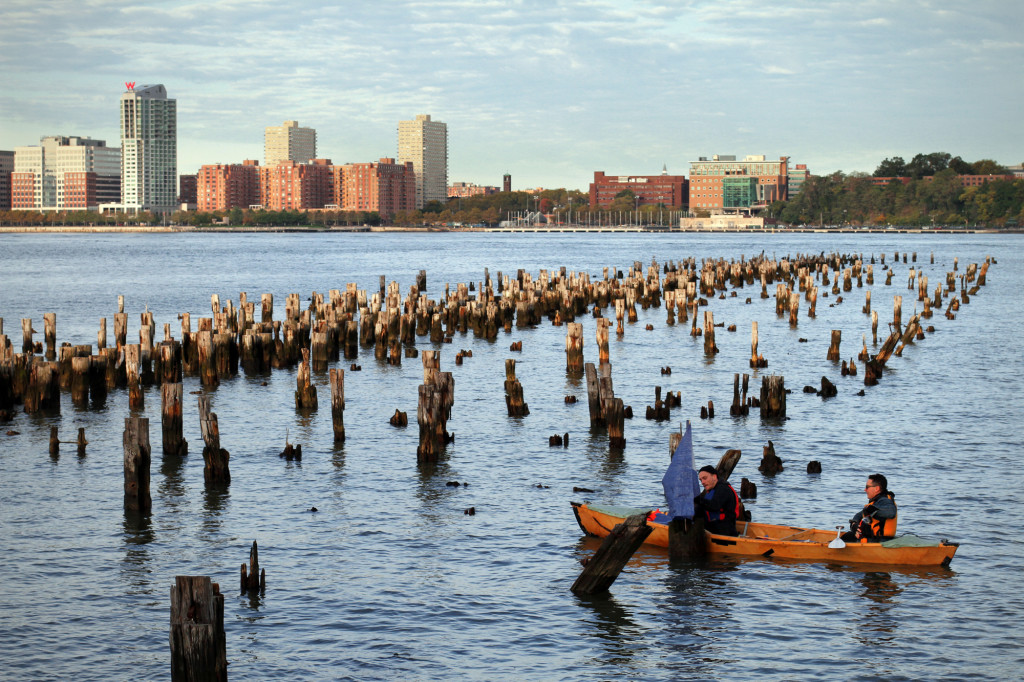 Installation day at the Chelsea Piers, with co-curator Dylan Gauthier. (Photo by Timo Sulkamo, 2014)